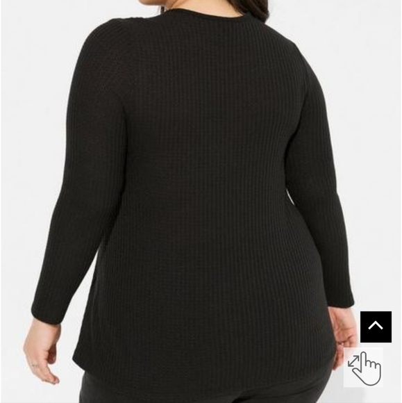 Torrid Black Waffle Knit Crochet Yoke Top Size 18 / 20 - Picture 4 of 10